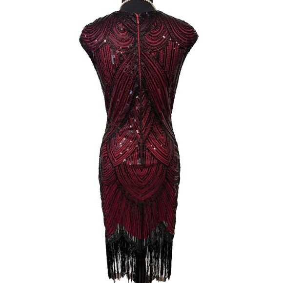 FUNDAISY STUNNING Red & black Sequin Flapper Dress Size XS - Picture 5 of 13